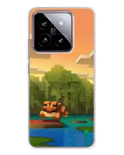 Чехол для Xiaomi 15 с картинкой «Майнкрафт закат солнца»