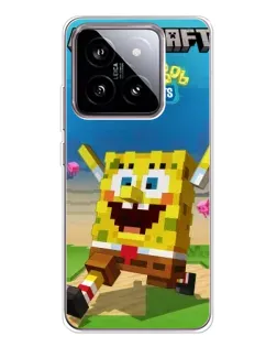 Чехол для Xiaomi 15 с картинкой «Губка Боб Minecraft»
