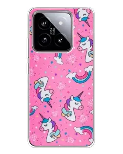 Чехол для Xiaomi 15 с картинкой «Unicorn паттерн розовый»