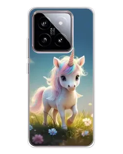 Чехол для Xiaomi 15 с картинкой «Единорог на поляне»