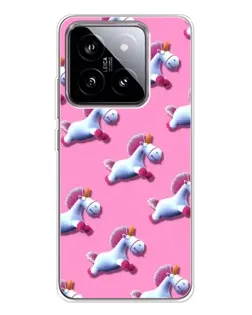 Чехол для Xiaomi 15 с картинкой «Единороги на розовом»