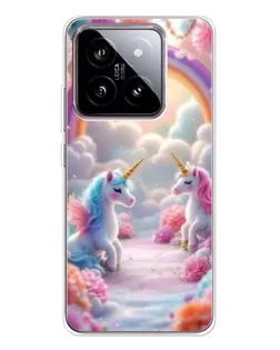 Чехол для Xiaomi 15 с картинкой «Радуга и единороги»