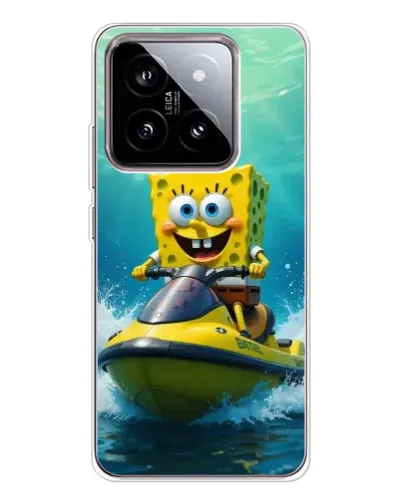 Чехол для Xiaomi 15 с картинкой «Спанч Боб на гидроцикле»