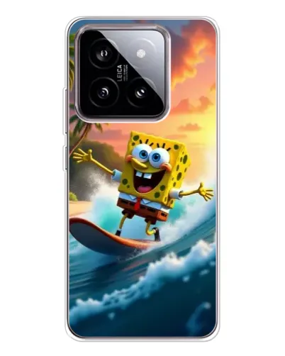 Чехол для Xiaomi 15 с картинкой «Губка Боб серфингист»