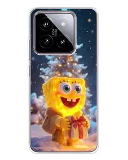Чехол для Xiaomi 15 с картинкой «Рождественский Спанч Боб»