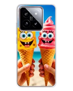 Чехол для Xiaomi 15 с картинкой «Спанч Боб мороженое»