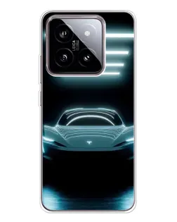 Чохол для Xiaomi 15 з картинкою «Tesla в неоні»