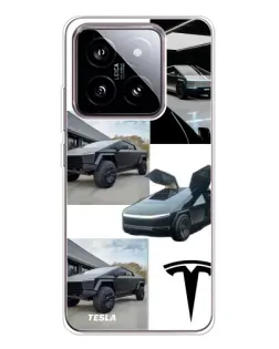 Чохол для Xiaomi 15 з картинкою «Колаж Cybertruck Tesla»