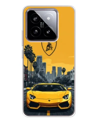 Чохол для Xiaomi 15 з картинкою «Жовтий Lamborghini місто»