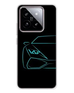 Чохол для Xiaomi 15 з картинкою «Блакитний силует Lamborghini»