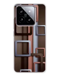 Чохол для Xiaomi 15 з картинкою «Коричневі об'ємні квадрати»
