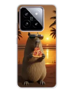 Чохол для Xiaomi 15 з картинкою «Капібара з піцою»