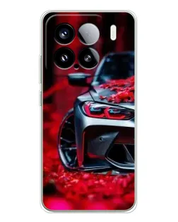 Чохол для Xiaomi 15S Pro з картинкою «Спортивна BMW та квіти»