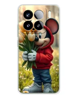 Чехол для Xiaomi 15S Pro с картинкой «Микки с тюльпанами»