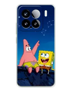 Чехол для Xiaomi 15S Pro с картинкой «Губка Боб и Патрик ночью»