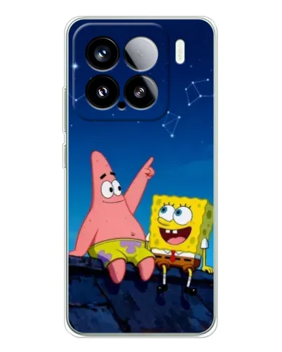 Чехол для Xiaomi 15S Pro с картинкой «Губка Боб и Патрик ночью»
