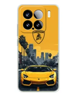 Чохол для Xiaomi 15S Pro з картинкою «Жовтий Lamborghini місто»