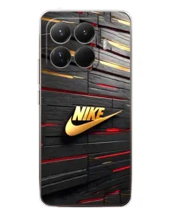 Чехол для Xiaomi 15T Pro с картинкой «Золотой Nike на металле»