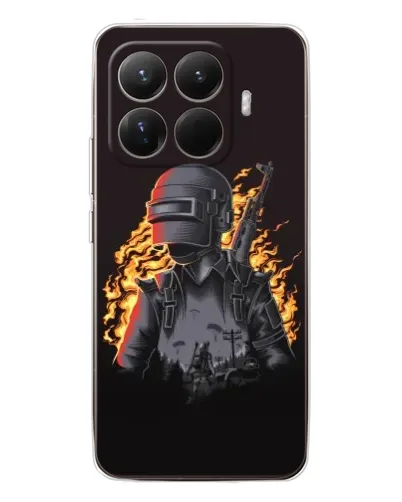 Чехол для Xiaomi 15T Pro с картинкой «PUBG — огненный силуэт»