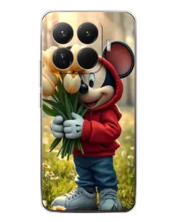 Чехол для Xiaomi 15T Pro с картинкой «Микки с тюльпанами»