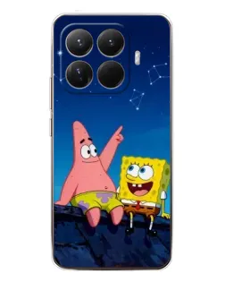 Чехол для Xiaomi 15T Pro с картинкой «Губка Боб и Патрик ночью»