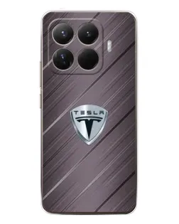 Чехол для Xiaomi 15T Pro с картинкой «Металлическая текстура Tesla»