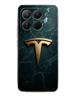 Чехол для Xiaomi 15T Pro с картинкой «Мраморная Tesla Gold»