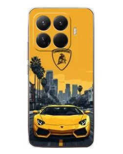 Чехол для Xiaomi 15T Pro с картинкой «Желтый Lamborghini город»