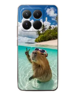 Чехол для Xiaomi 15T Pro с картинкой «Капибара на море»