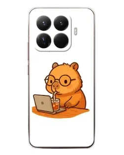 Чехол для Xiaomi 15T Pro с картинкой «Капибара с ноутбуком»