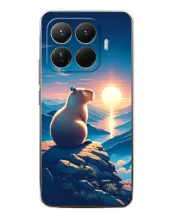 Чехол для Xiaomi 15T Pro с картинкой «Закат солнца с капибарой»