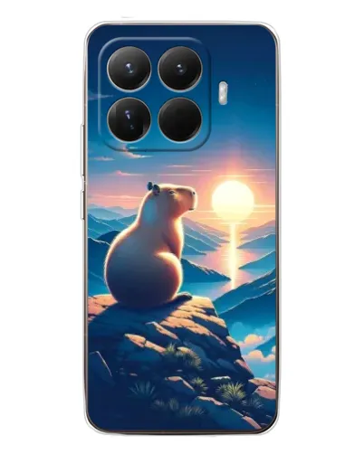 Чехол для Xiaomi 15T Pro с картинкой «Закат солнца с капибарой»