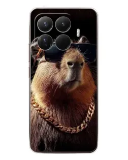 Чехол для Xiaomi 15T Pro с картинкой «Капибара золотая цепь»