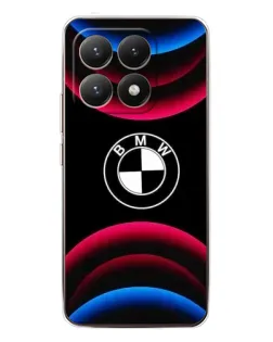 Чехол для Xiaomi 15T с картинкой «Логотип BMW и неоновые дуги»