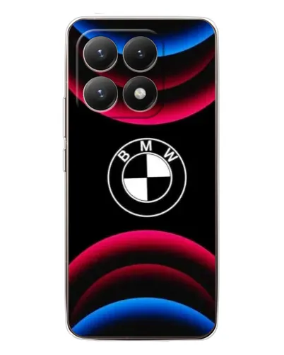 Чехол для Xiaomi 15T с картинкой «Логотип BMW и неоновые дуги»
