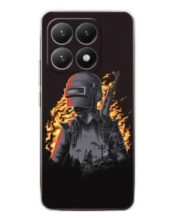 Чехол для Xiaomi 15T с картинкой «PUBG — огненный силуэт»