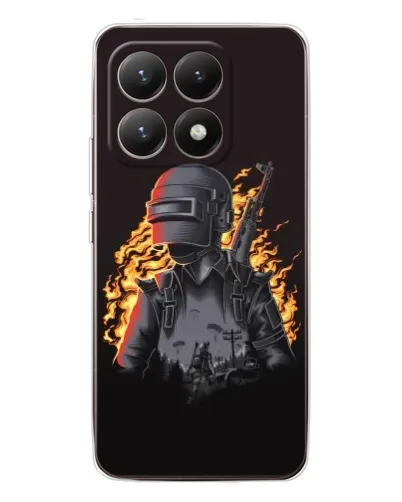 Чехол для Xiaomi 15T с картинкой «PUBG — огненный силуэт»