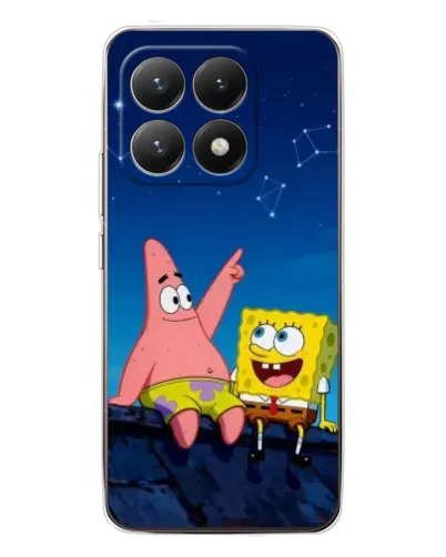 Чехол для Xiaomi 15T с картинкой «Губка Боб и Патрик ночью»