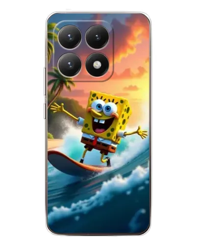 Чехол для Xiaomi 15T с картинкой «Губка Боб серфингист»
