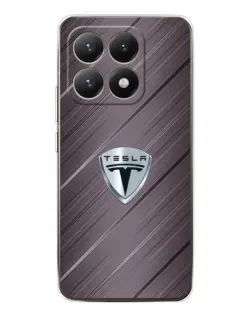 Чехол для Xiaomi 15T с картинкой «Металлическая текстура Tesla»
