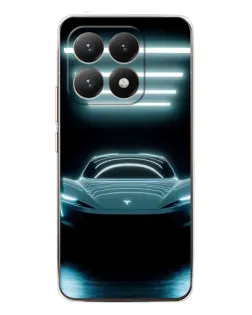 Чехол для Xiaomi 15T с картинкой «Tesla в неоне»