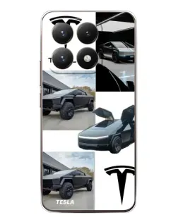 Чехол для Xiaomi 15T с картинкой «Коллаж Cybertruck Tesla»
