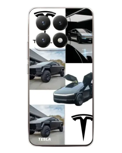 Чехол для Xiaomi 15T с картинкой «Коллаж Cybertruck Tesla»