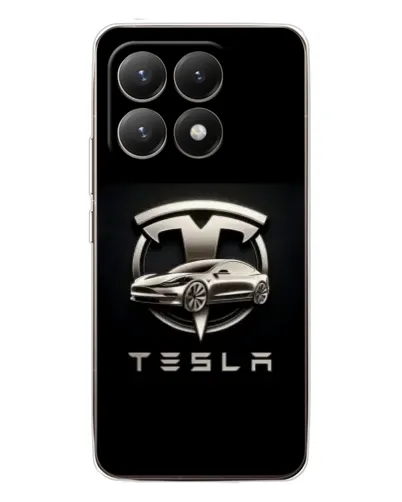Чехол для Xiaomi 15T с картинкой «Tesla — серебристое авто»