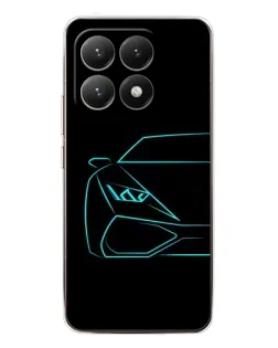 Чехол для Xiaomi 15T с картинкой «Голубой силуэт Lamborghini»