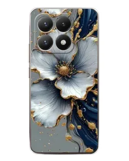 Чехол для Xiaomi 15T с картинкой «Белый цветок и золотой флюид»