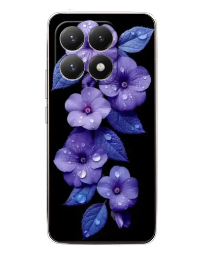 Чехол для Xiaomi 15T с картинкой «Фиолетовые цветы с росою»