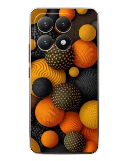 Чехол для Xiaomi 15T с картинкой «Объемные оранжевые сферы»