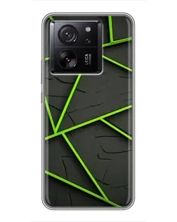 Чехол для Xiaomi 16 с картинкой «Зеленые геометрические линии»