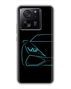 Чохол для Xiaomi 17 Max з картинкою «Блакитний силует Lamborghini»